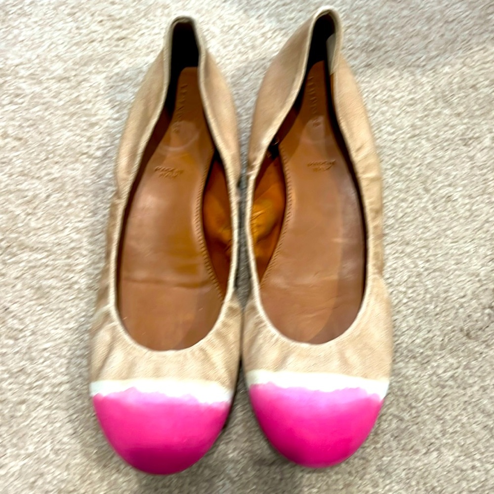 Leifnotes Italian Ladies ballet flats, never worn, size 41, tan and pink